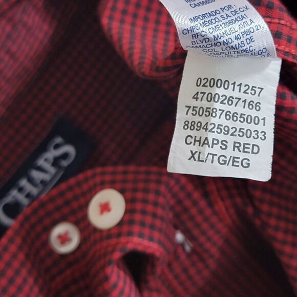 Chaps Shirt Mens XL Red Black Gingham Check Long Sleeve Button Down - Picture 12 of 12